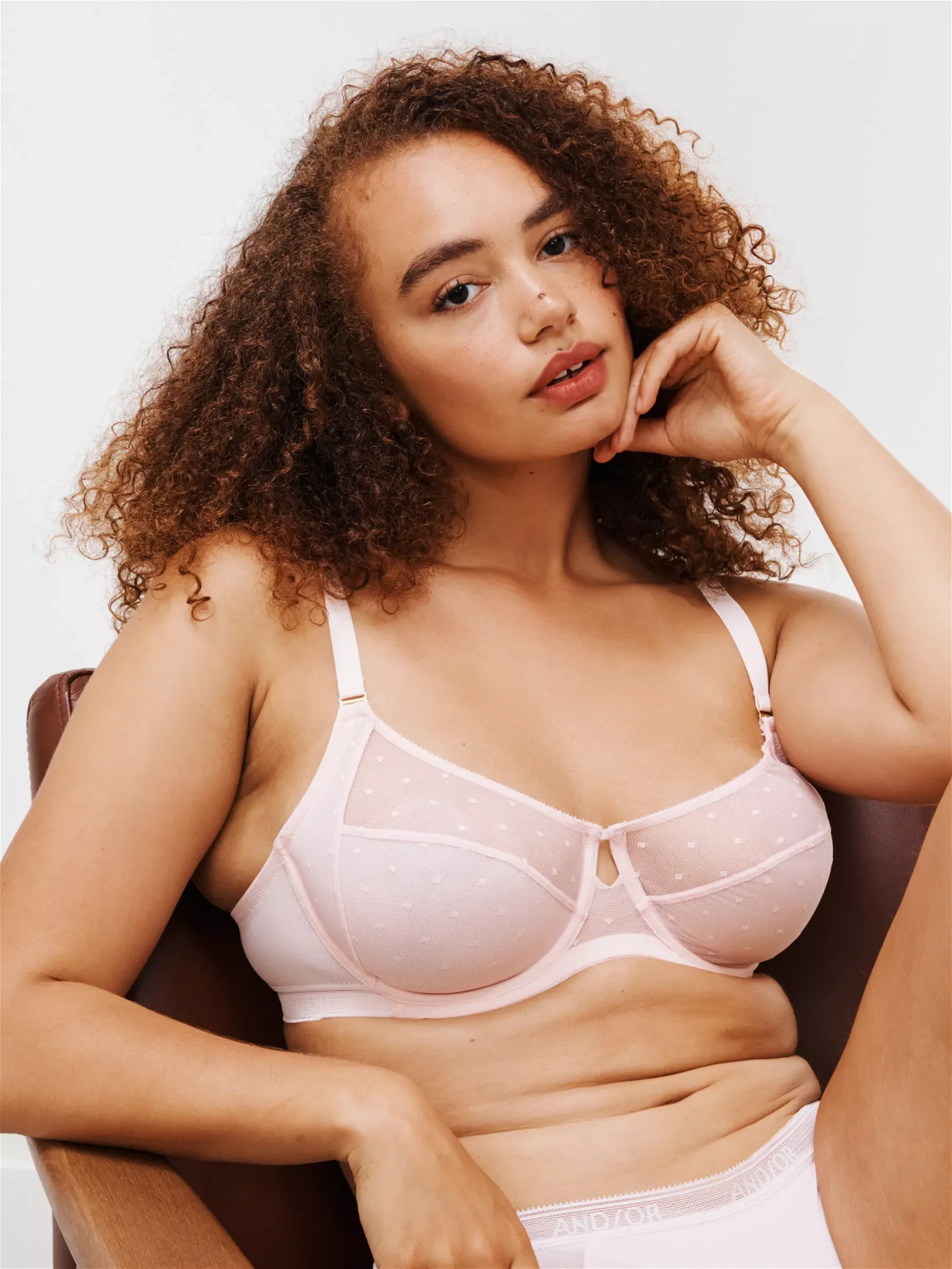 AND/OR Fleur Spot Mesh Full Support Non Padded Bra in Wild Rose/Daisy