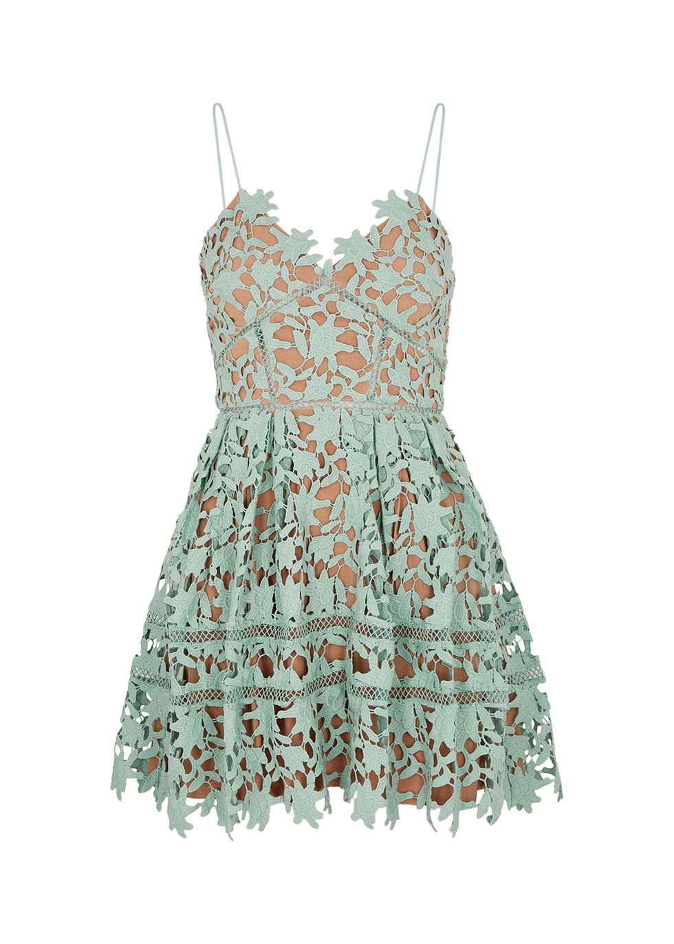 self portrait green lace mini dress Green Fine Lace Midi Dress – self-portrait-US main image 0