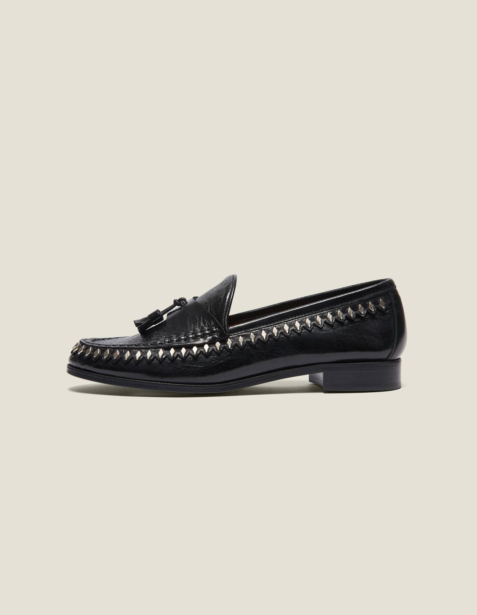 Sandro Black Leather Tassel Loafers with Gold Toe Detail sandro loafers size 37 10/10 #sandro #sandroparis... | Depop main image 3