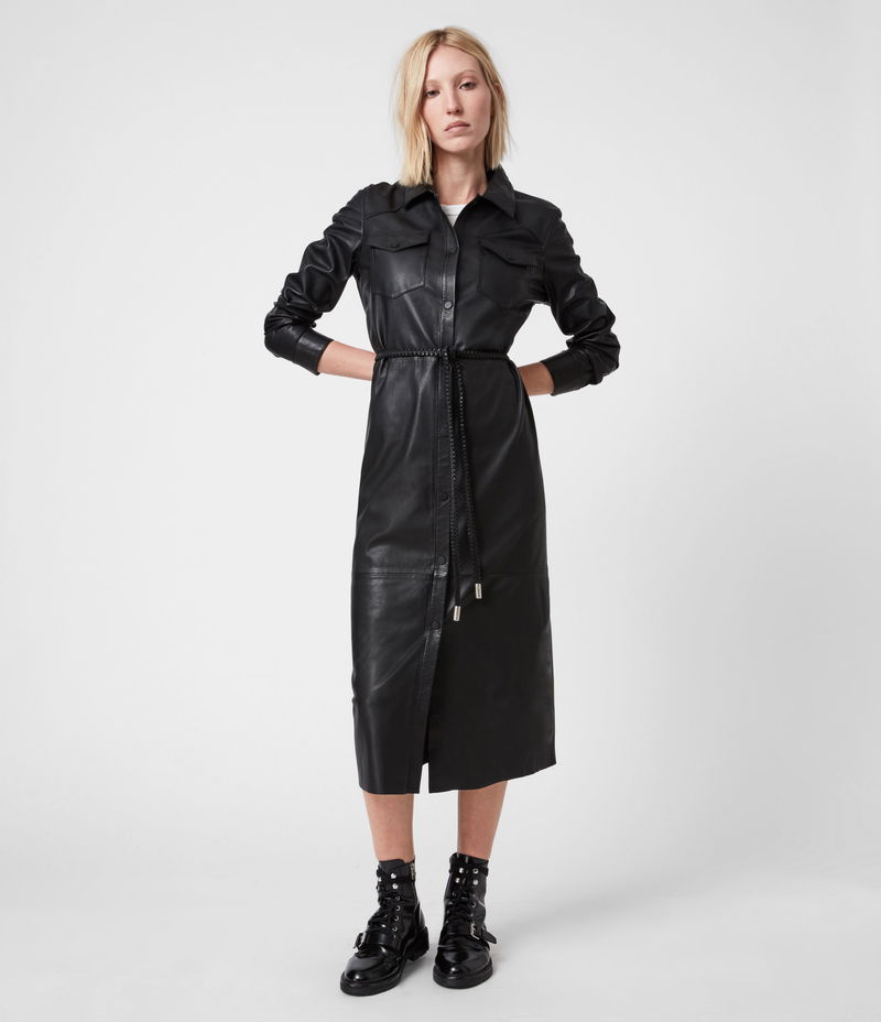 all saints black leather dress 30% off ALLSAINTS Lambert Ecom Style:AP1E210784