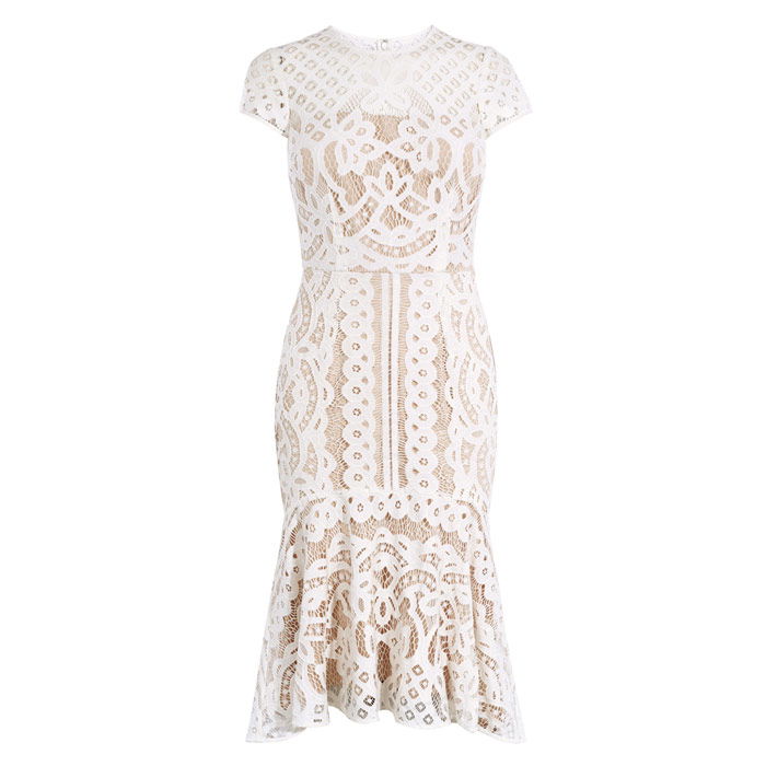 knee length dresses for ladies East Coast Lace Bust Midi Dress Aqua Blue Selfie Leslie