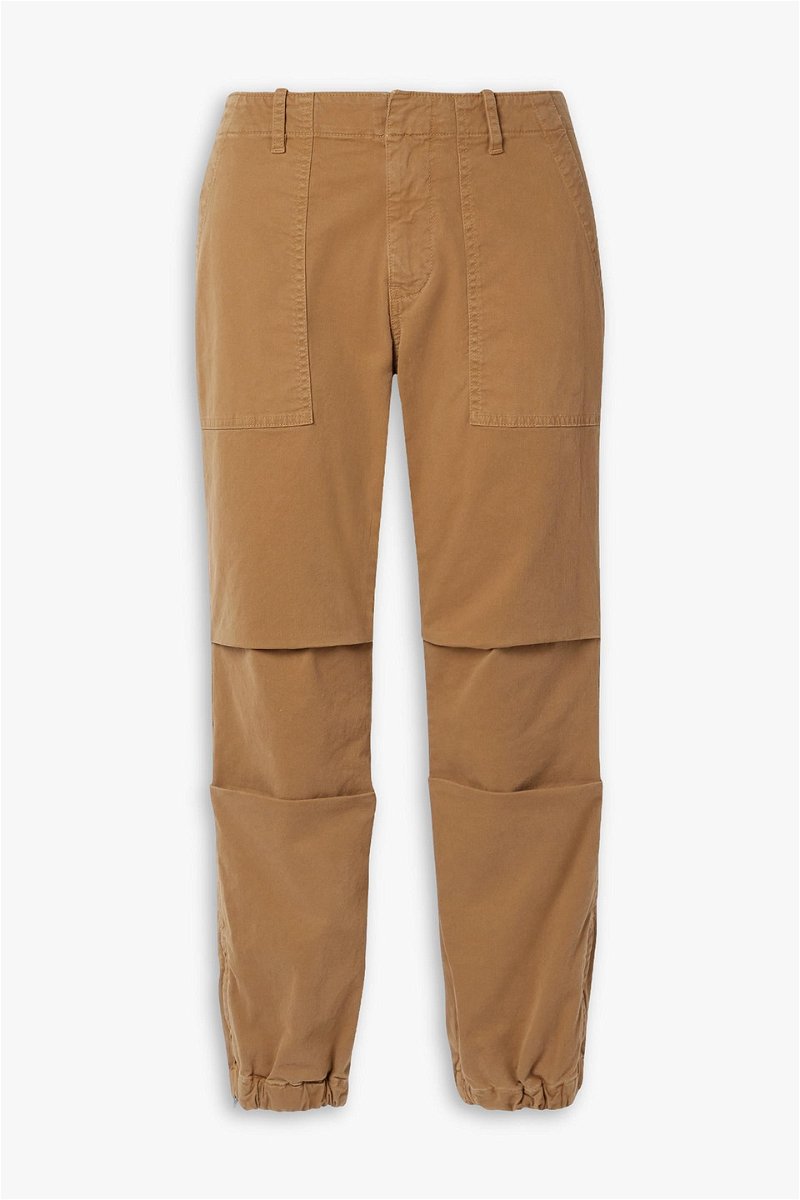 Cropped cotton-blend twill tapered pants