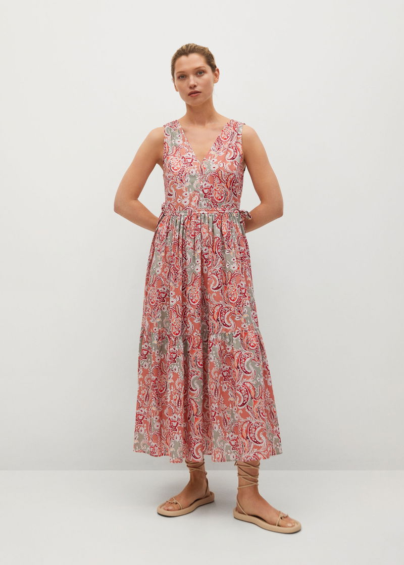 mango printed cotton dress Mango Printed Cotton Printed Calf Length Dress