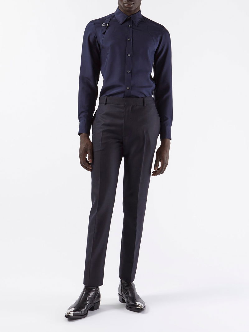 ALEXANDER MCQUEEN Harness Silk-Poplin Shirt endource