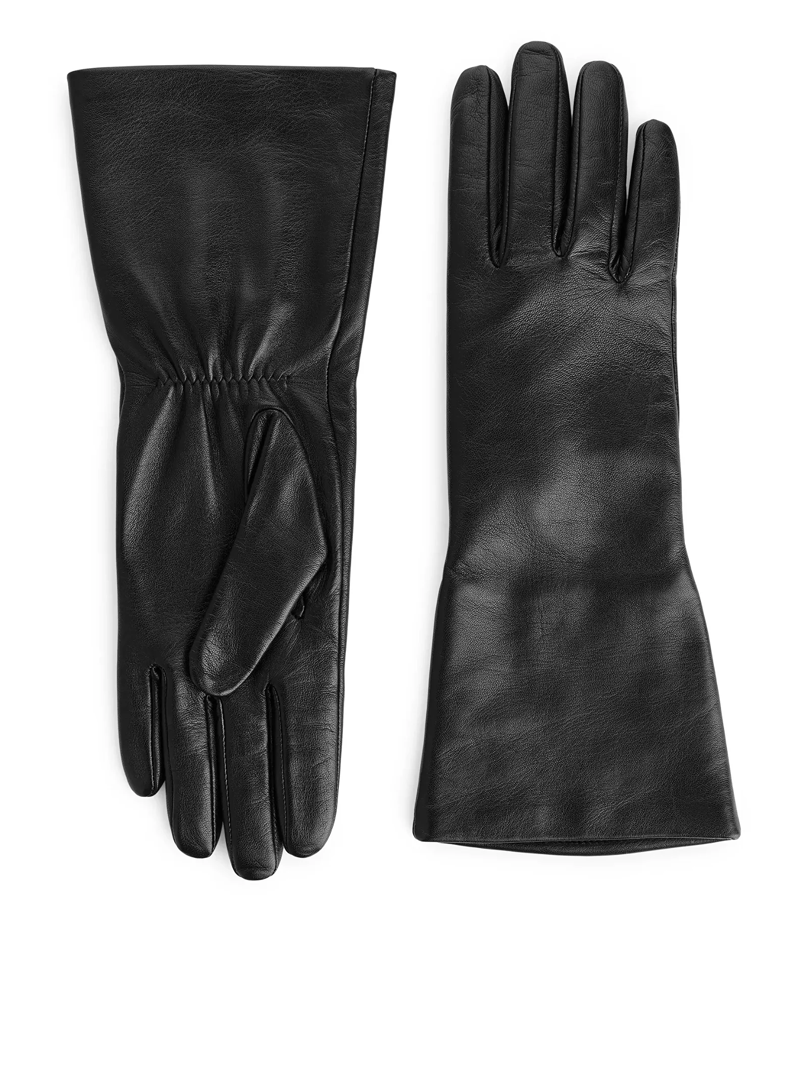 ARKET Wide Cuff Leather Gloves in Black | Endource