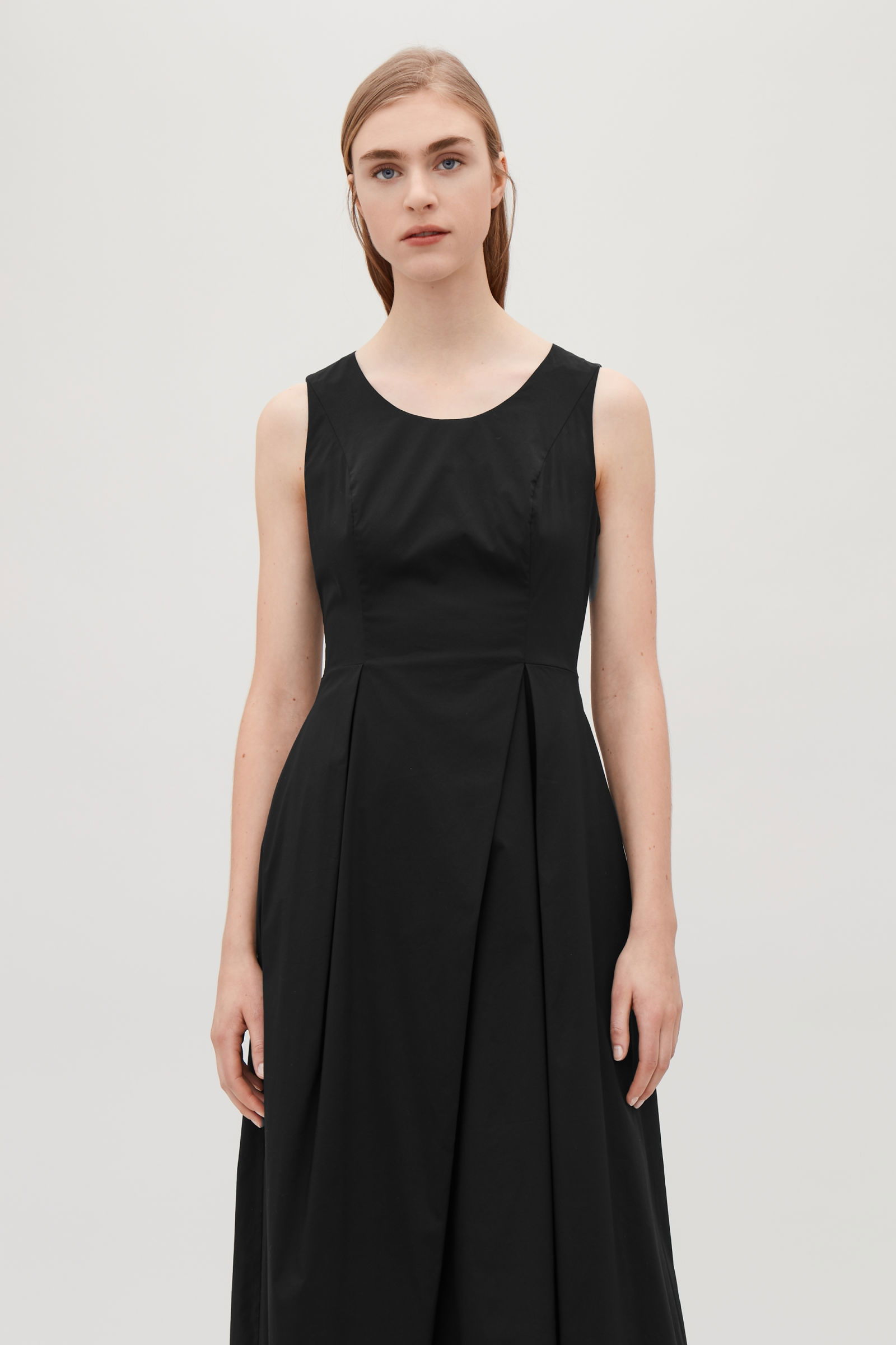 green emerald velvet dress COS Sleeveless Pleated Mini Dress, Black, 8
