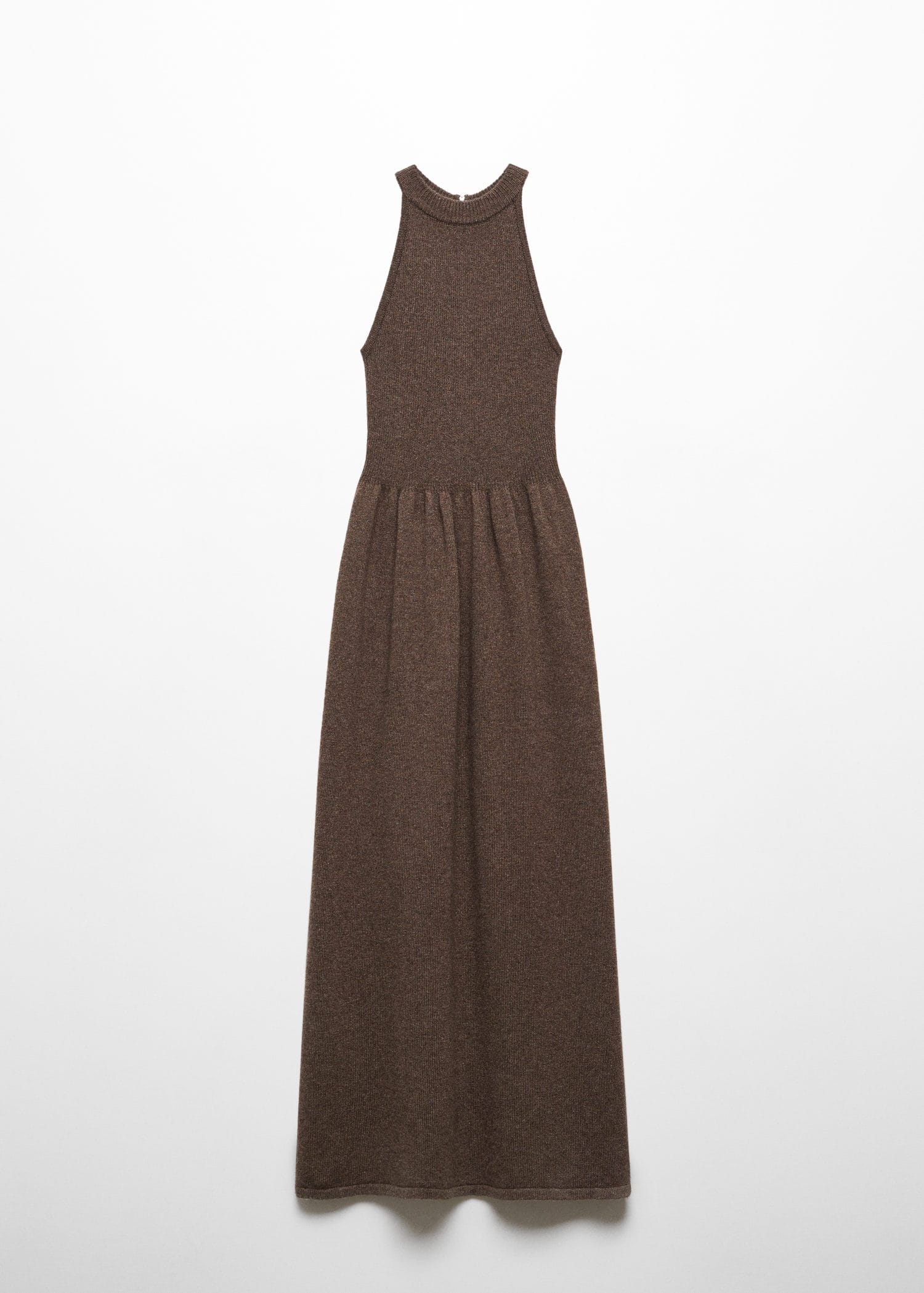 MANGO Halter-Neck Wool Dress in Chocolate | Endource