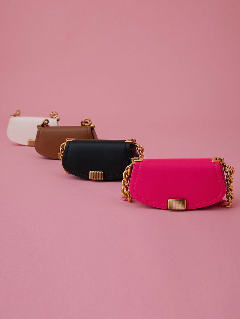 CHARLES KEITH Sonnet Two-Tone Chain Handle Shoulder Bag endource