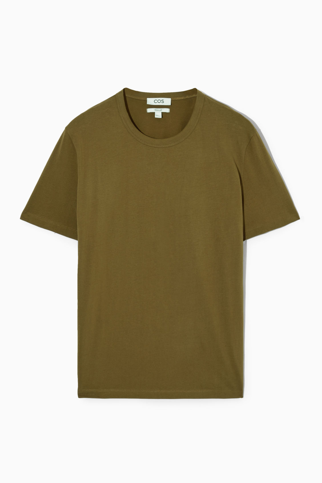 COS RegularFit Brushed Cotton TShirt in DARK GREEN Endource