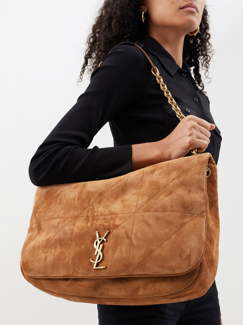 Brown Jamie medium YSL-logo puffer leather shoulder bag, Saint Laurent