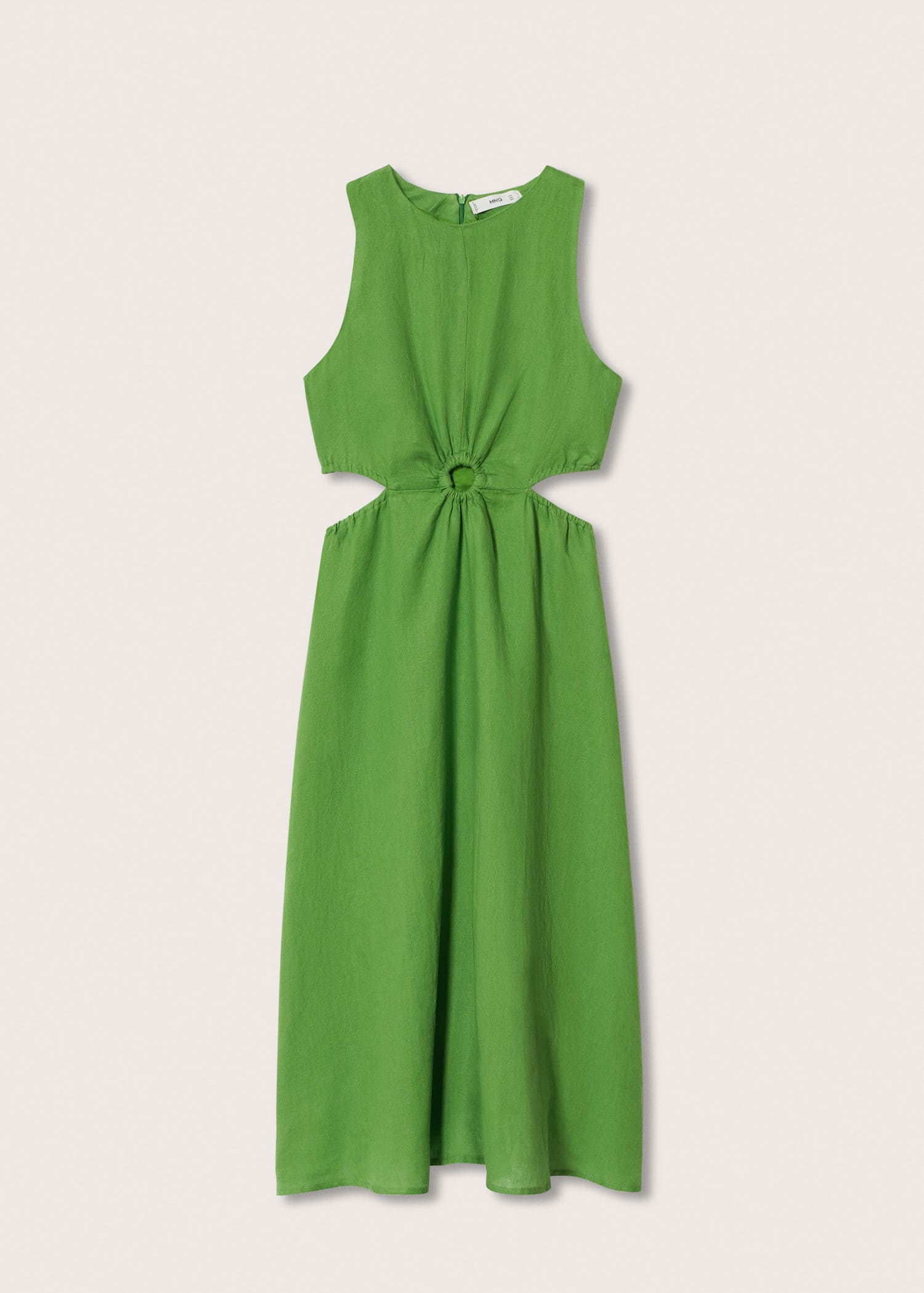 MANGO CutOut LinenBlend Dress in Green Endource