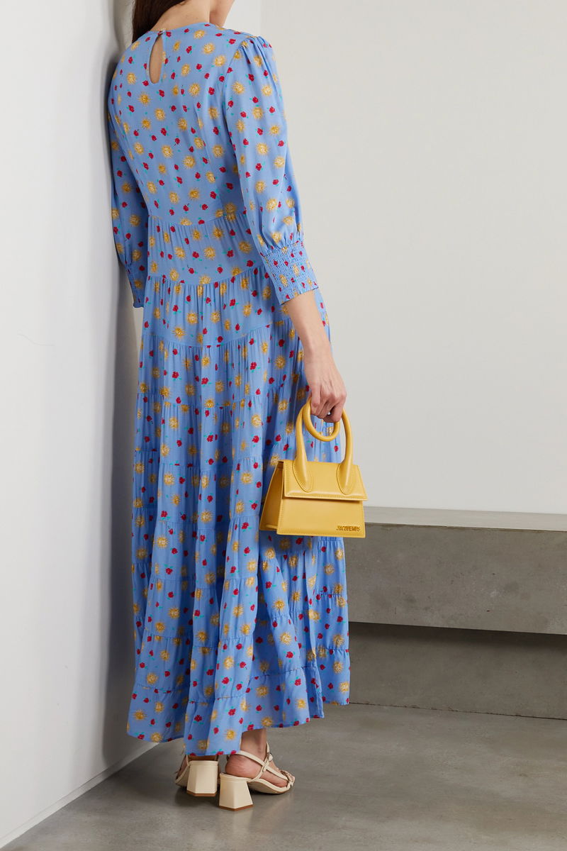 RIXO Kristen Tiered Printed Voile Maxi Dress | endource