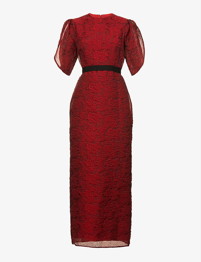 fitted lace wedding dress Erdem Fall 2015 Red Guipure Lace Long Sleeve Cocktail Dress main image 1