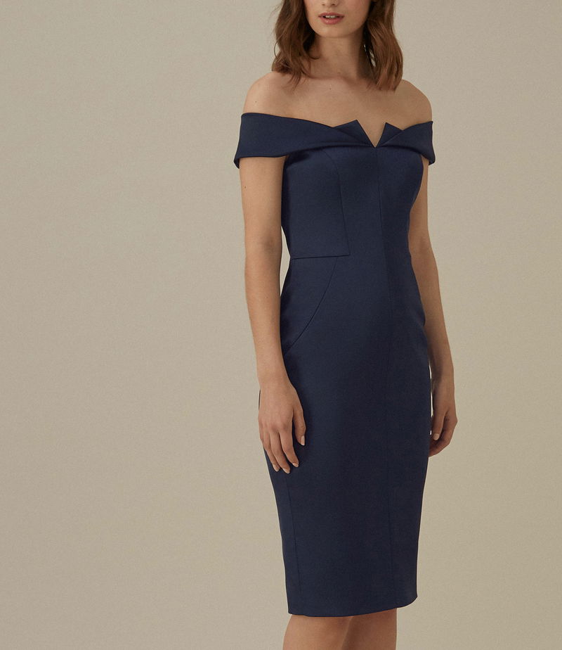 karen millen satin pencil dress KAREN MILLEN Bonded Satin Peplum Pencil Woven Midi Dress - BKK28929-194