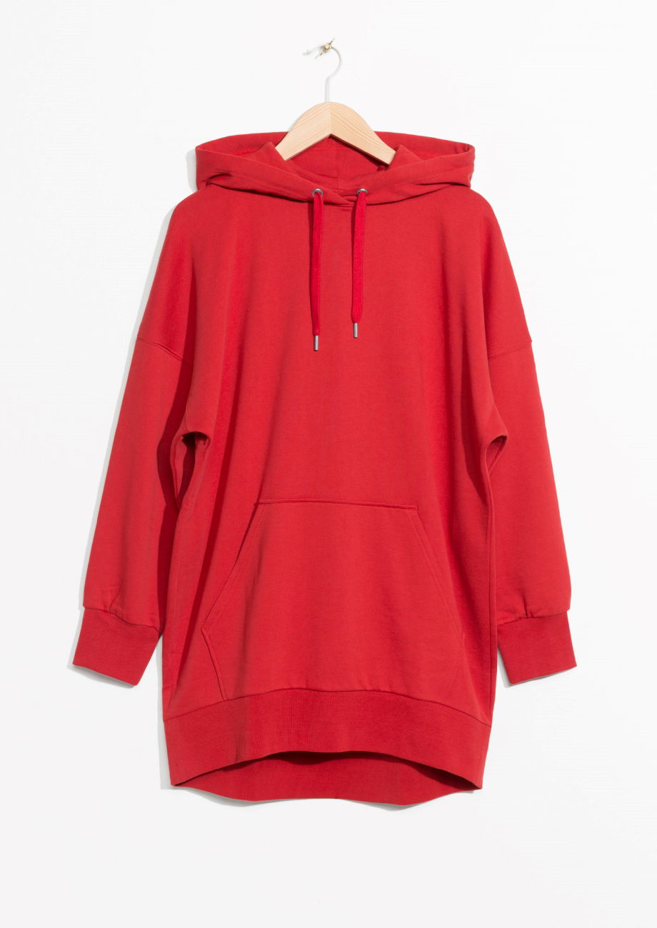 red oversized hoodie dress D-ILSE-D Woman: Hoodie dress with D logo