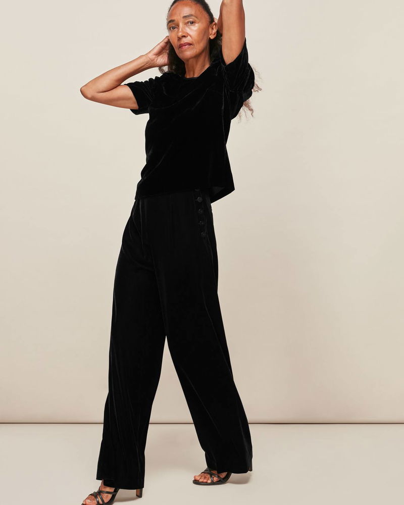 Black Velvet Wide Leg Trouser, WHISTLES