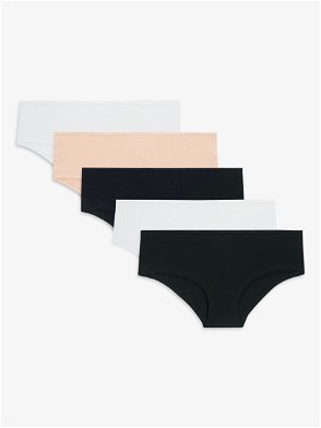 JOHN LEWIS Cotton Blend Bikini Briefs, Pack Of 5 in White/Almond
