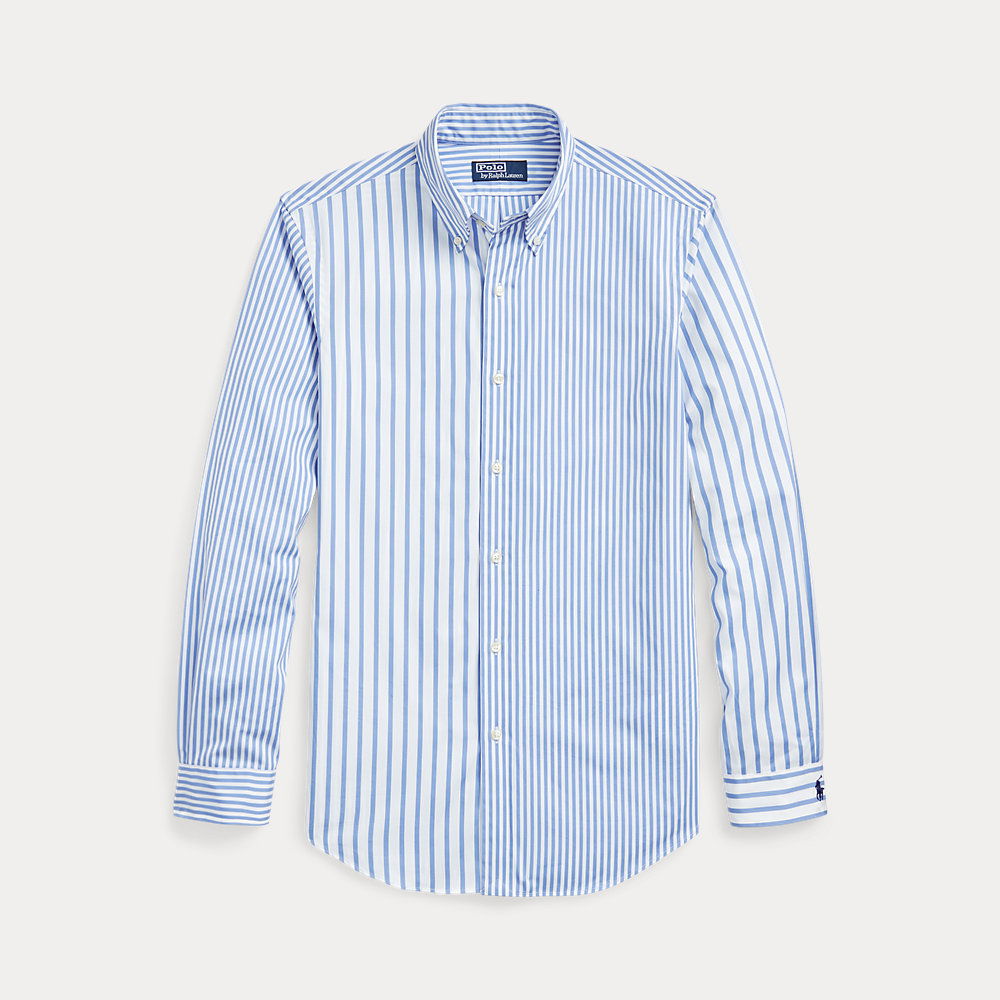 POLO RALPH LAUREN Custom Fit Striped Poplin Fun Shirt in Blue | Endource