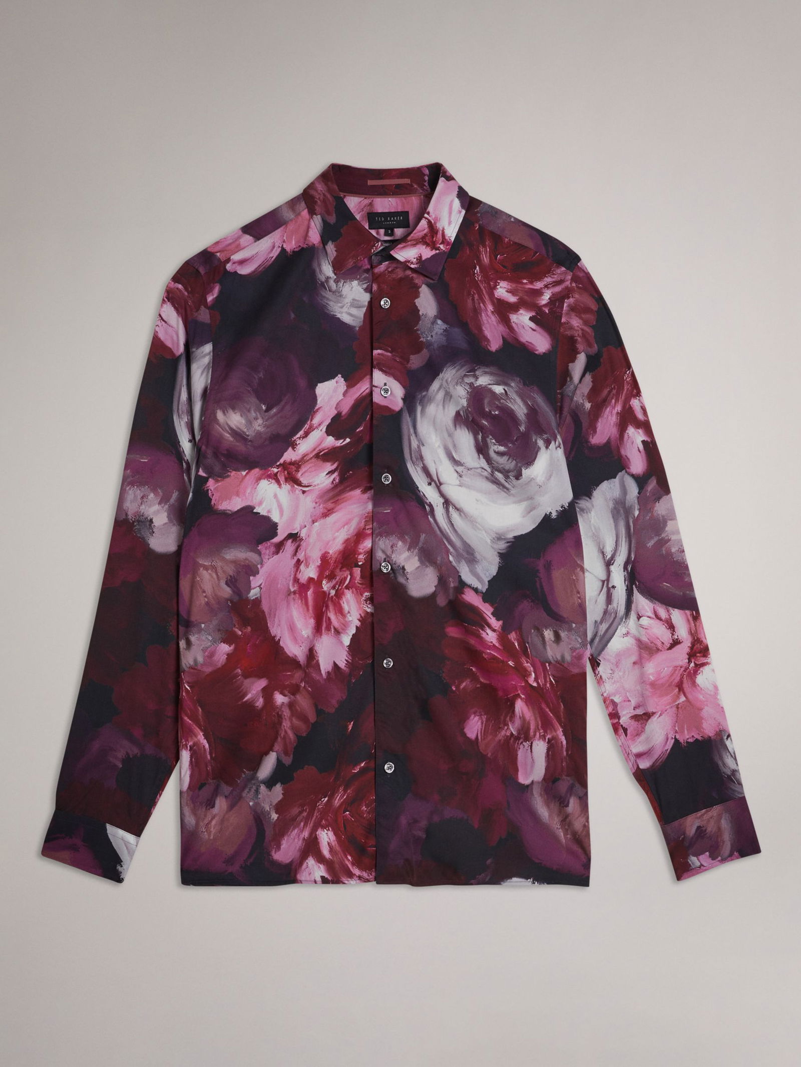 TED BAKER Size S Lavender Floral Cotton Button Up Short Sleeve Shirt main image 1