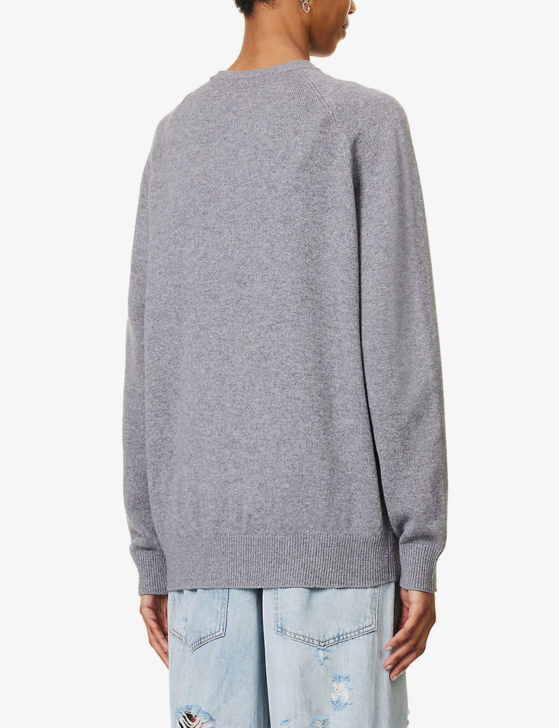 Givenchy Grey Logo-Appliqu? Marl-Knit Jumper