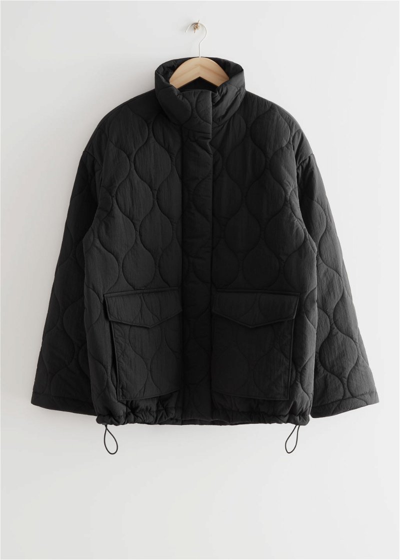  OTHER STORIES Quilted Zip Jacket in Black