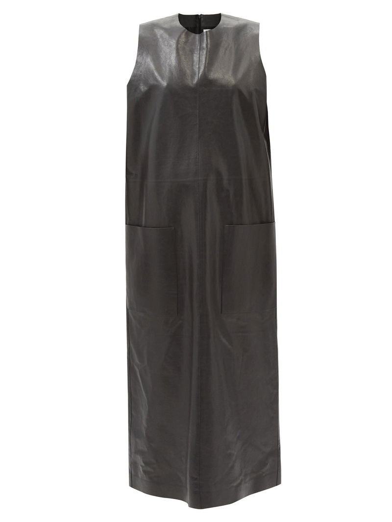 THE ROW Worthy Round-Neck Leather Midi Dress | endource THE ROW Worthy Round-Neck Leather Midi Dress | endource