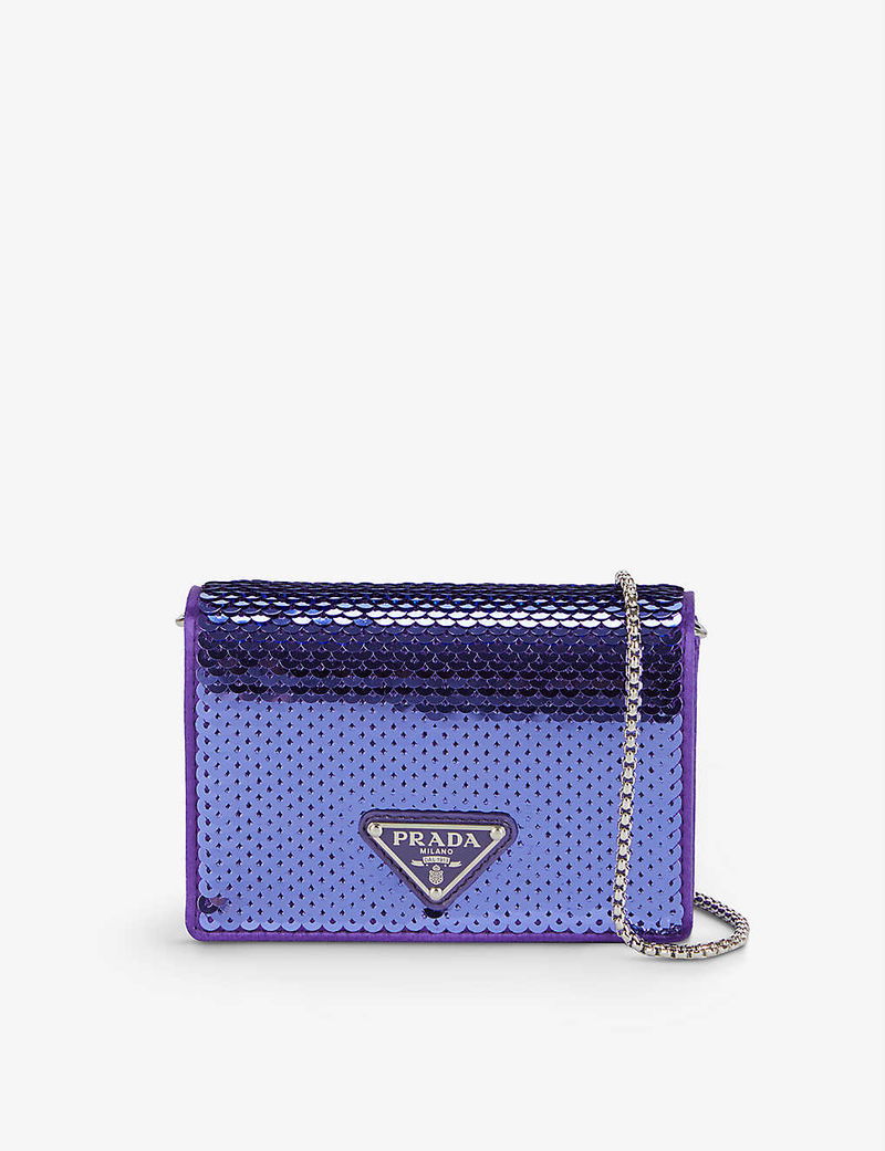 PRADA Crystal Embellished Leather Cardholder