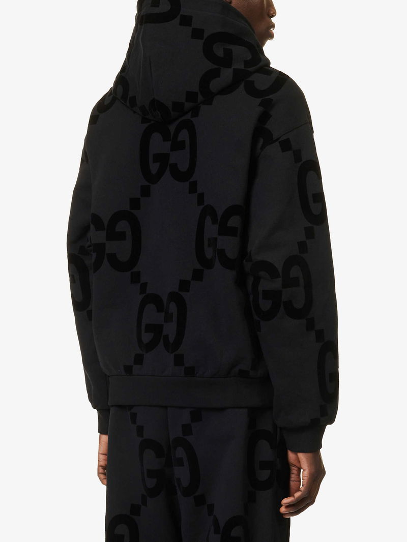 GUCCI Monogram-Embellished Relaxed-Fit Cotton-Jersey Hoody endource