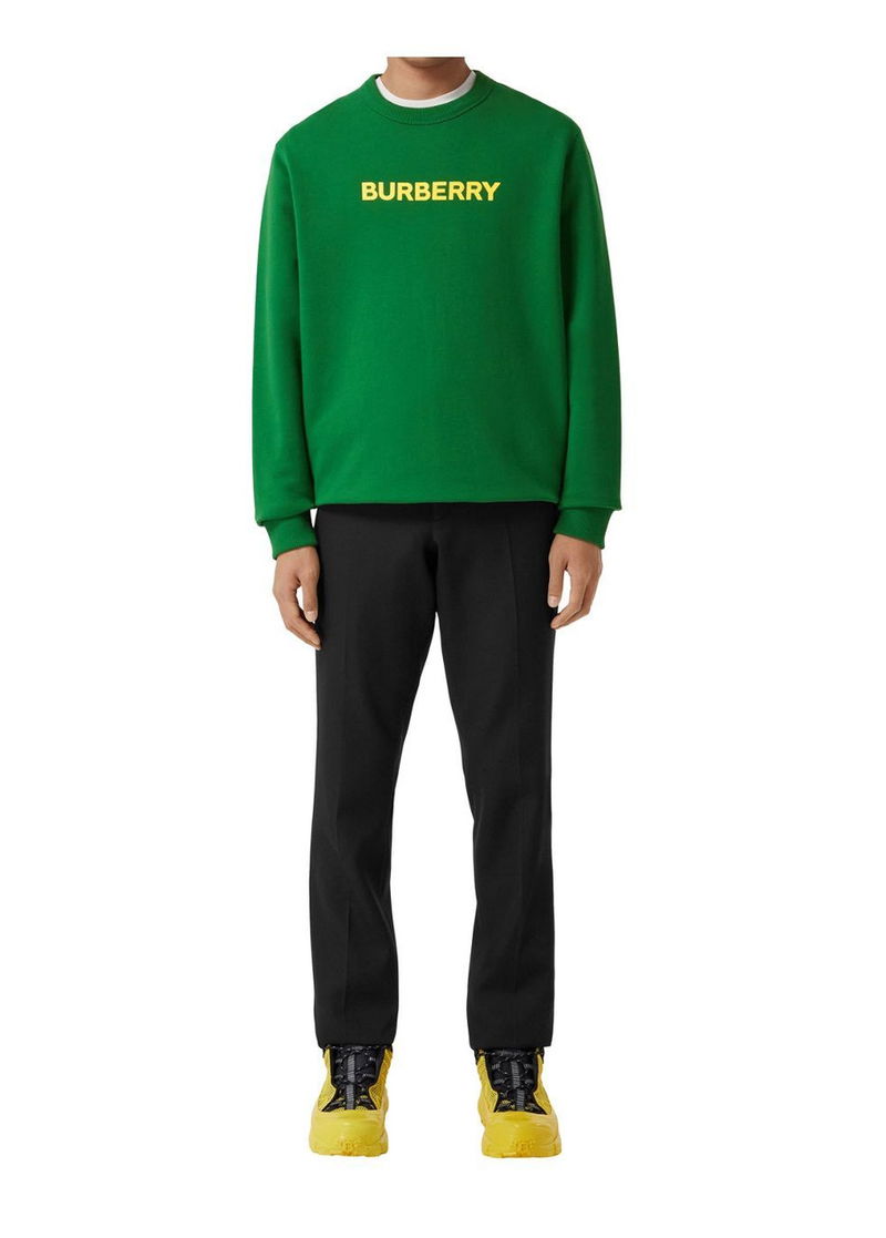 Burberry Logo Print Cotton Sweater Ivy Green/Yellow Men's - SS22 - US