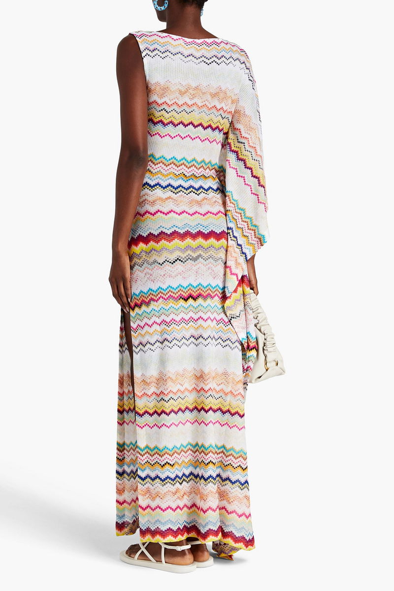 white christmas dresses One Shoulder Crochet Chiffon Ruffle Maxi Dress – RAISA VANESSA INT main image 1
