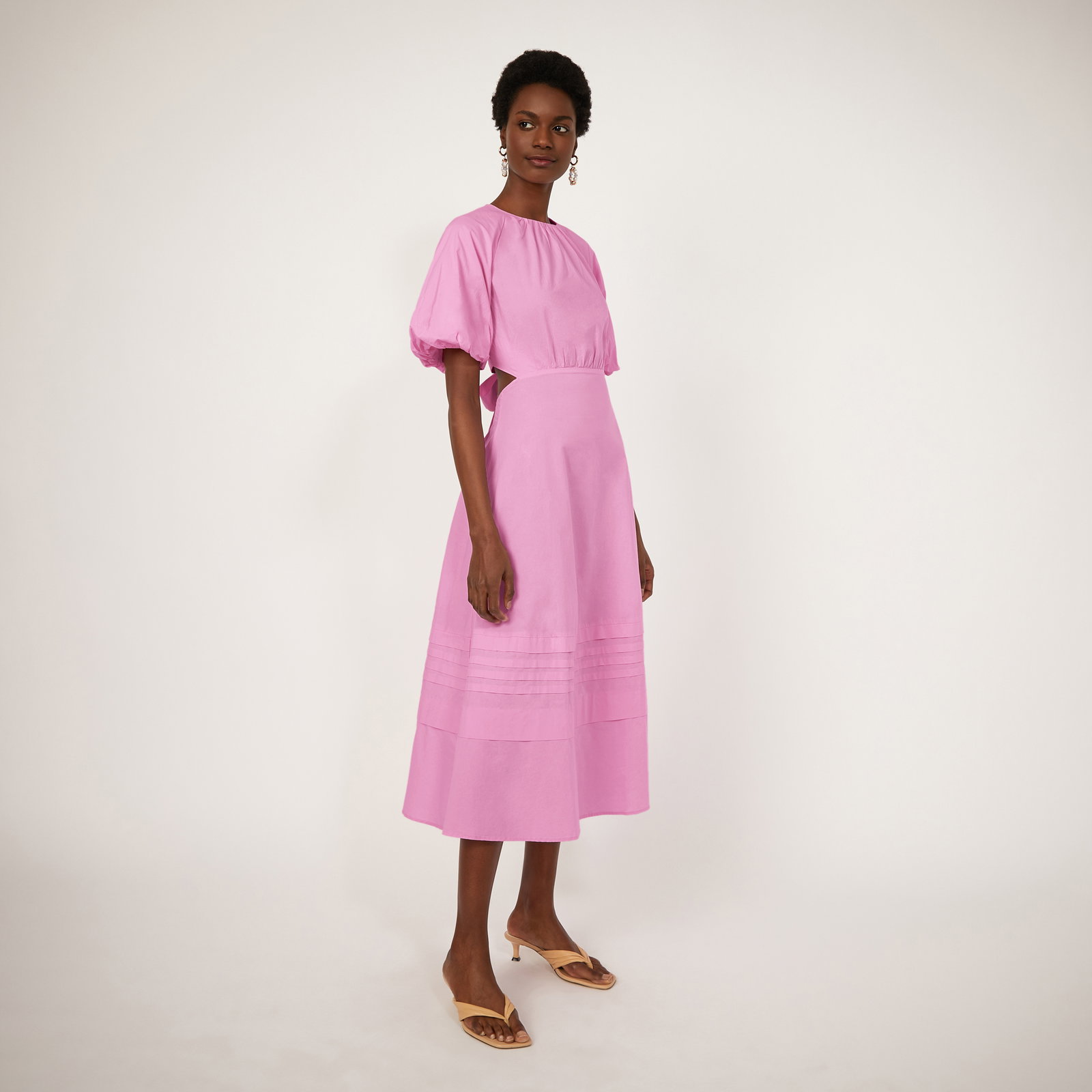 puff sleeve cut out midi dress WAREHOUSE I always wondered what Color:01 Purple Product ID:AP1E213208_AA002_M Walmart Product Details