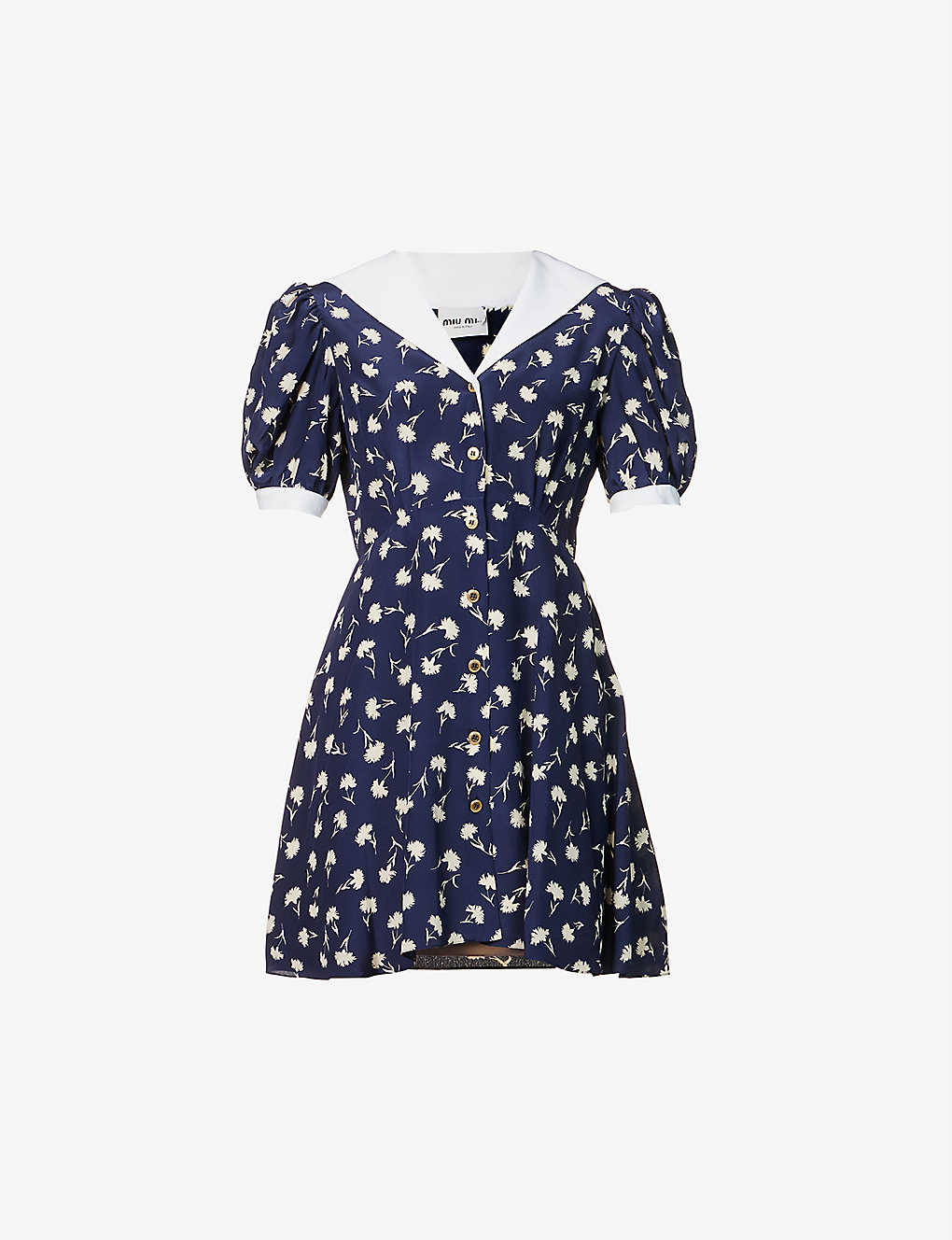 MIU MIU Floral-Print Silk-Crepe Mini Dress | endource