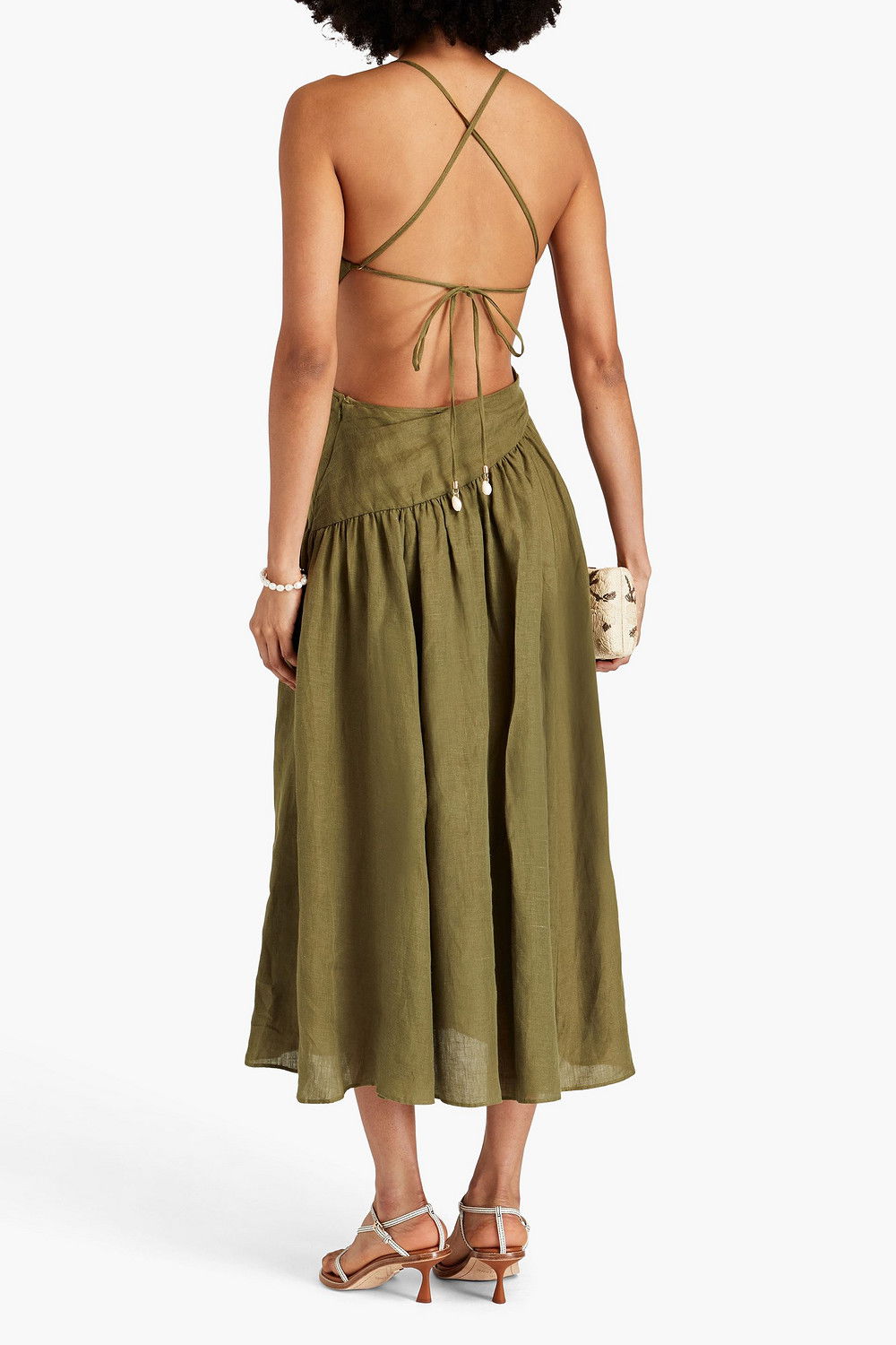 ZIMMERMANN Cutout Linen Midi Dress | endource