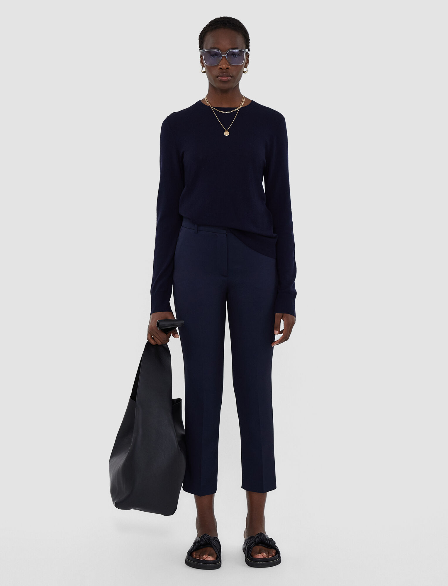 JOSEPH Coleman cropped piqué straight-leg pants