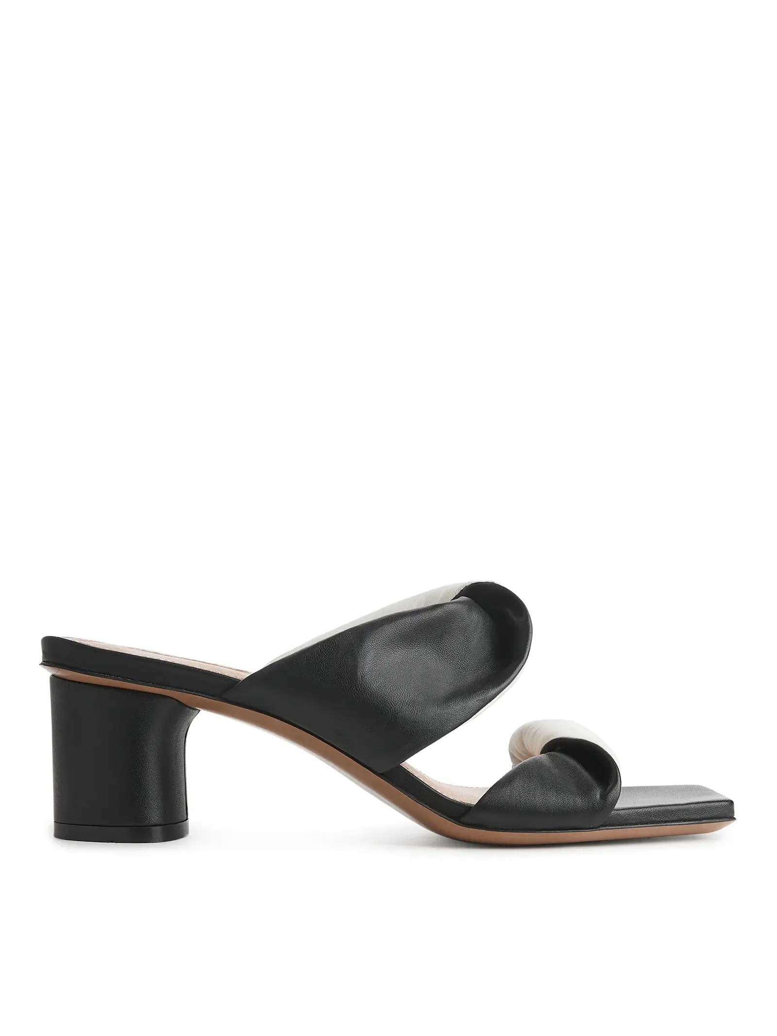 ARKET Twist-Detail Mules in Black/White | Endource