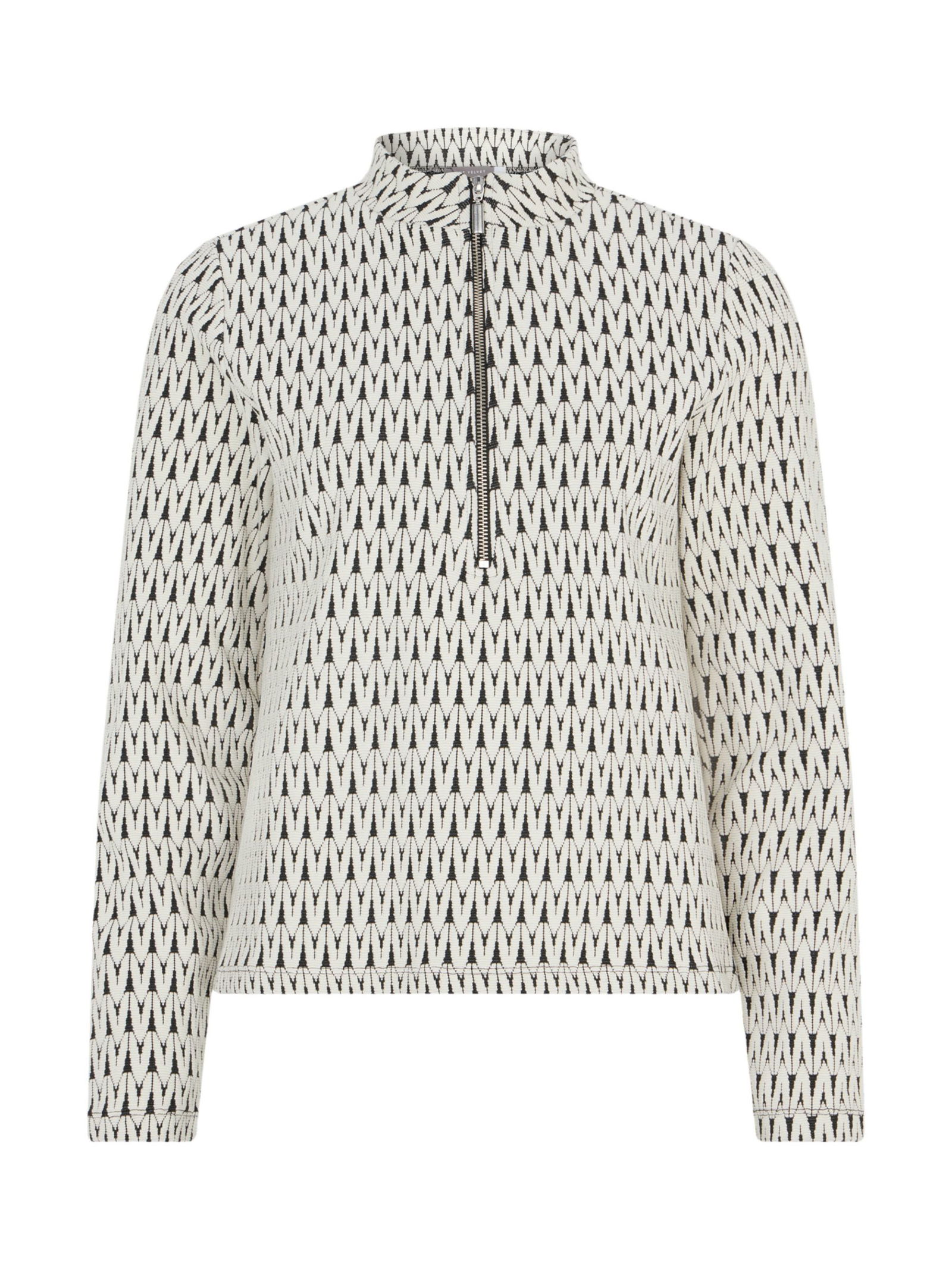 MINT VELVET Jacquard Zip Top in White Ivory | Endource