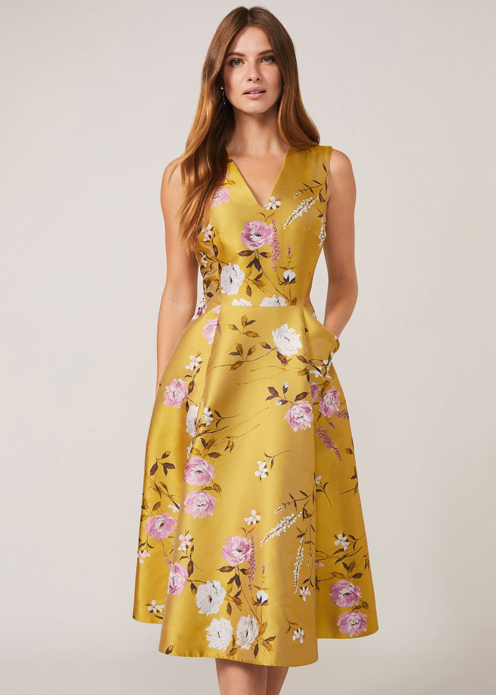 cecily floral jacquard fit and flare dress The Cecily Fit & Flare Sweetheart Dress