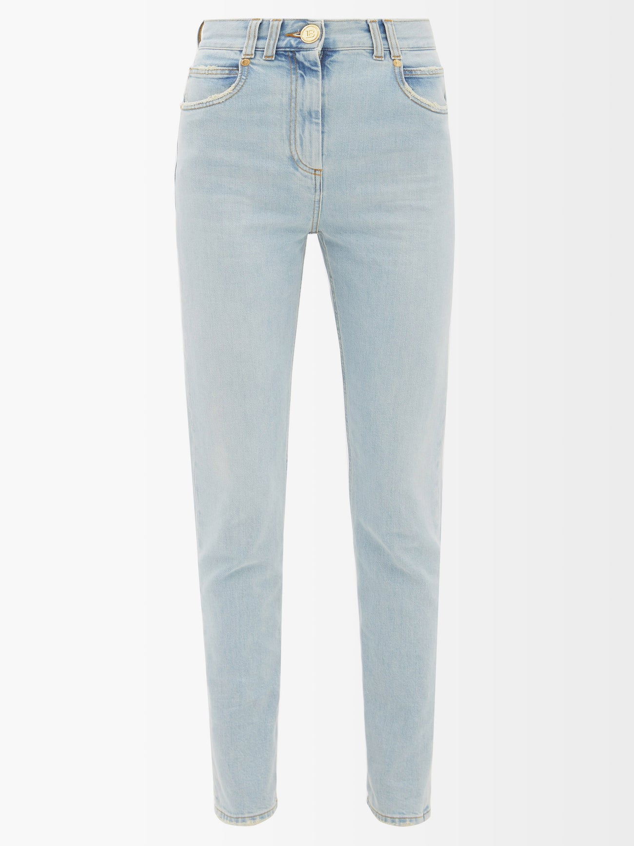 Balmain High Rise Skinny Jeans In Blue Endource