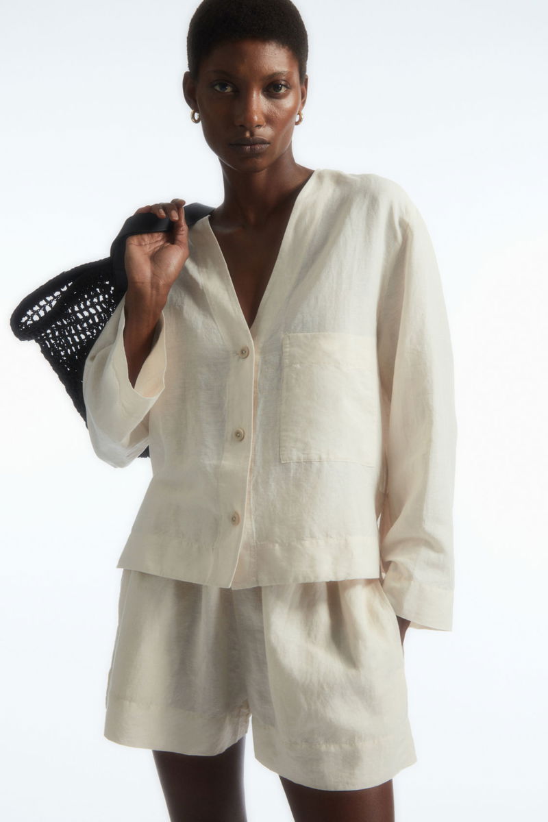 v neck linen shirt