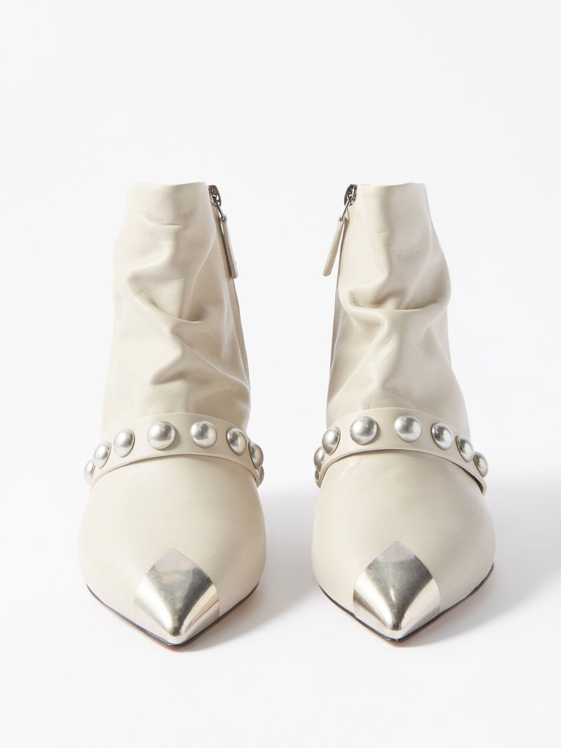 ISABEL MARANT Donatee Leather Ankle Boots in White