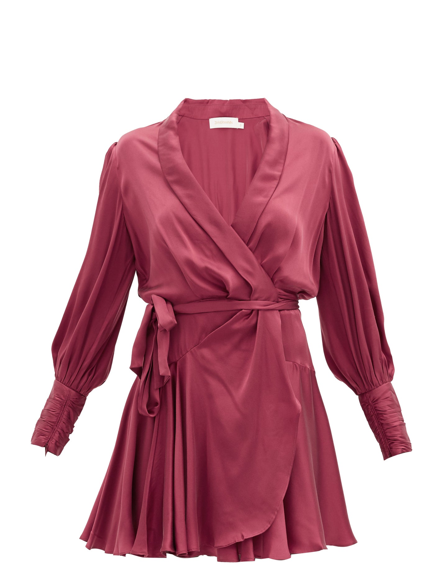 ZIMMERMANN Gathered-Cuff Silk-Satin Wrap Dress | endource