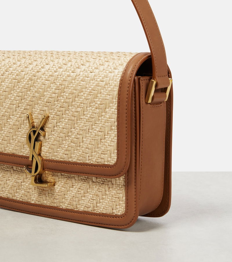 Solferino Medium Raffia Crossbody Bag in Beige - Saint Laurent