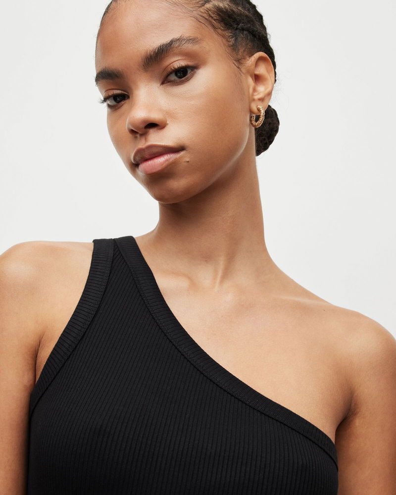 Allsaints Stef Asymmetric One Shoulder Mini Dress In Black Endource 7766