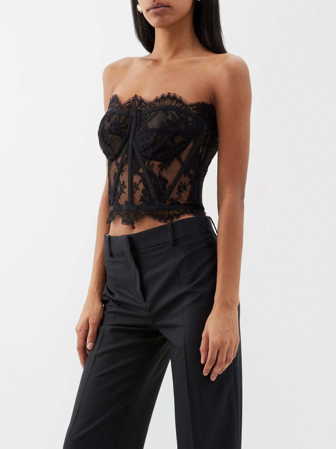 DOLCE&GABBANA Cotton-Blend Lace Corset Top | endource