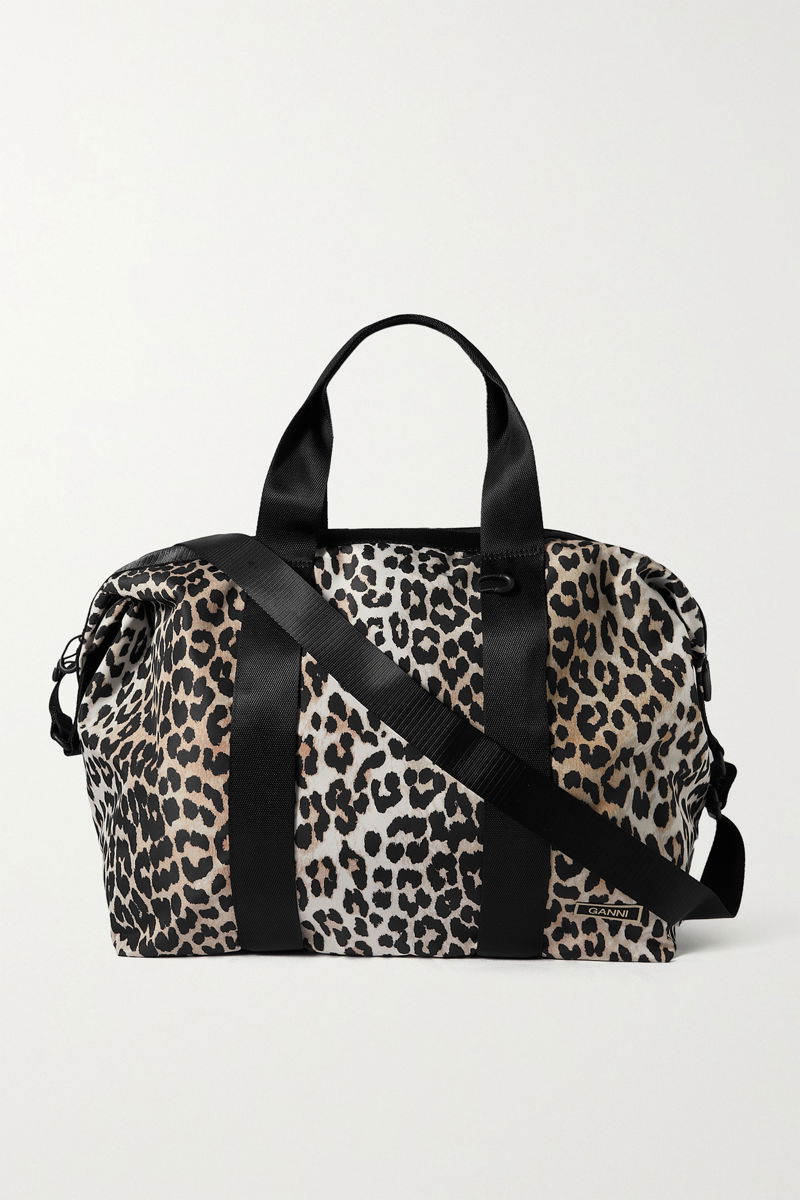 GANNI Leopard-print recycled shell shoulder bag