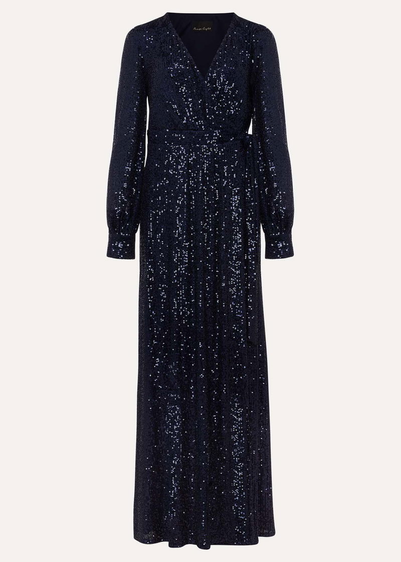 PHASE EIGHT Amily Sequin Maxi Dress in Navy