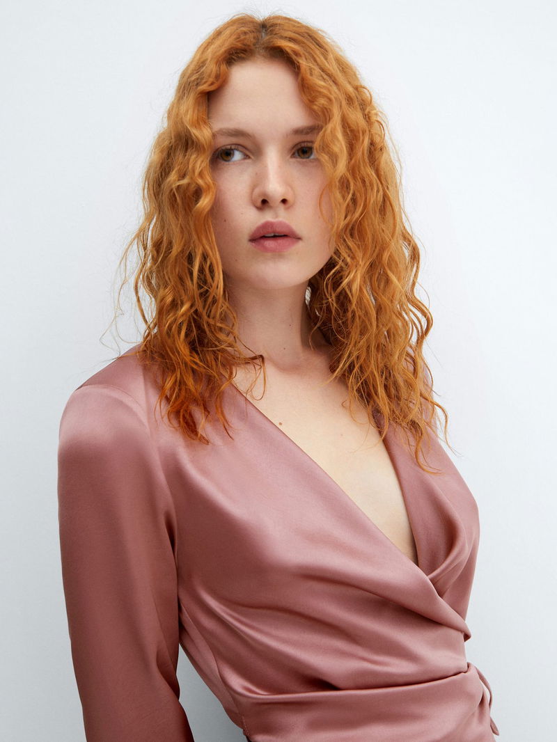 mango wrapped satin dress Mango Wrapped Satin Dress Pink