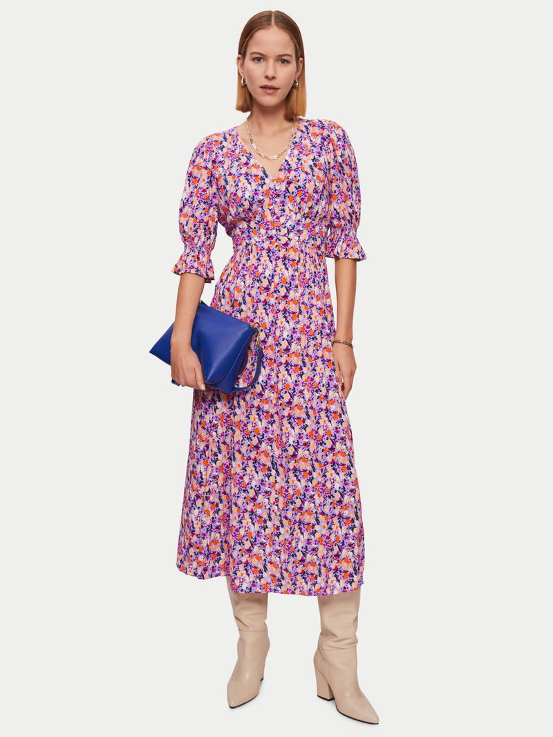 knee length dresses for ladies Hydra Coral Satin Crepe Dress