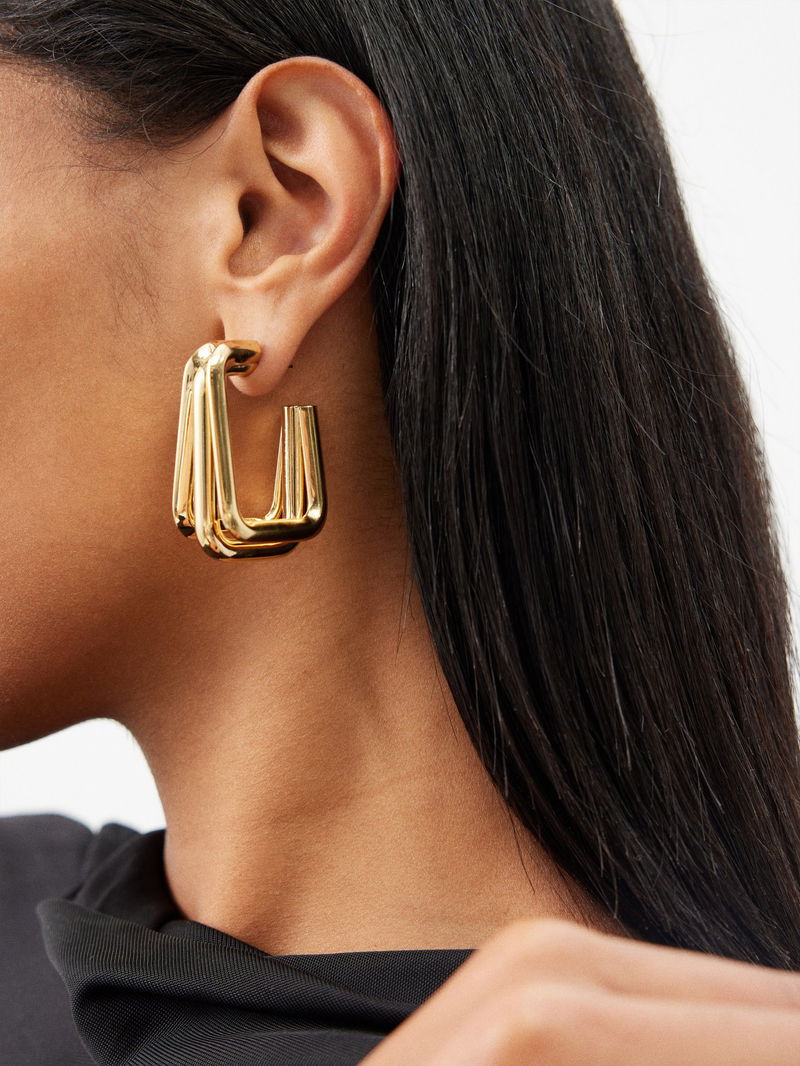 SAINT LAURENT Square Triple Hoop Earrings endource