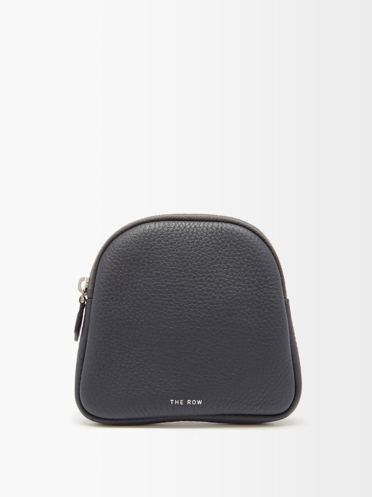THE ROW Circle Zip-Top Grained Leather Pouch | endource
